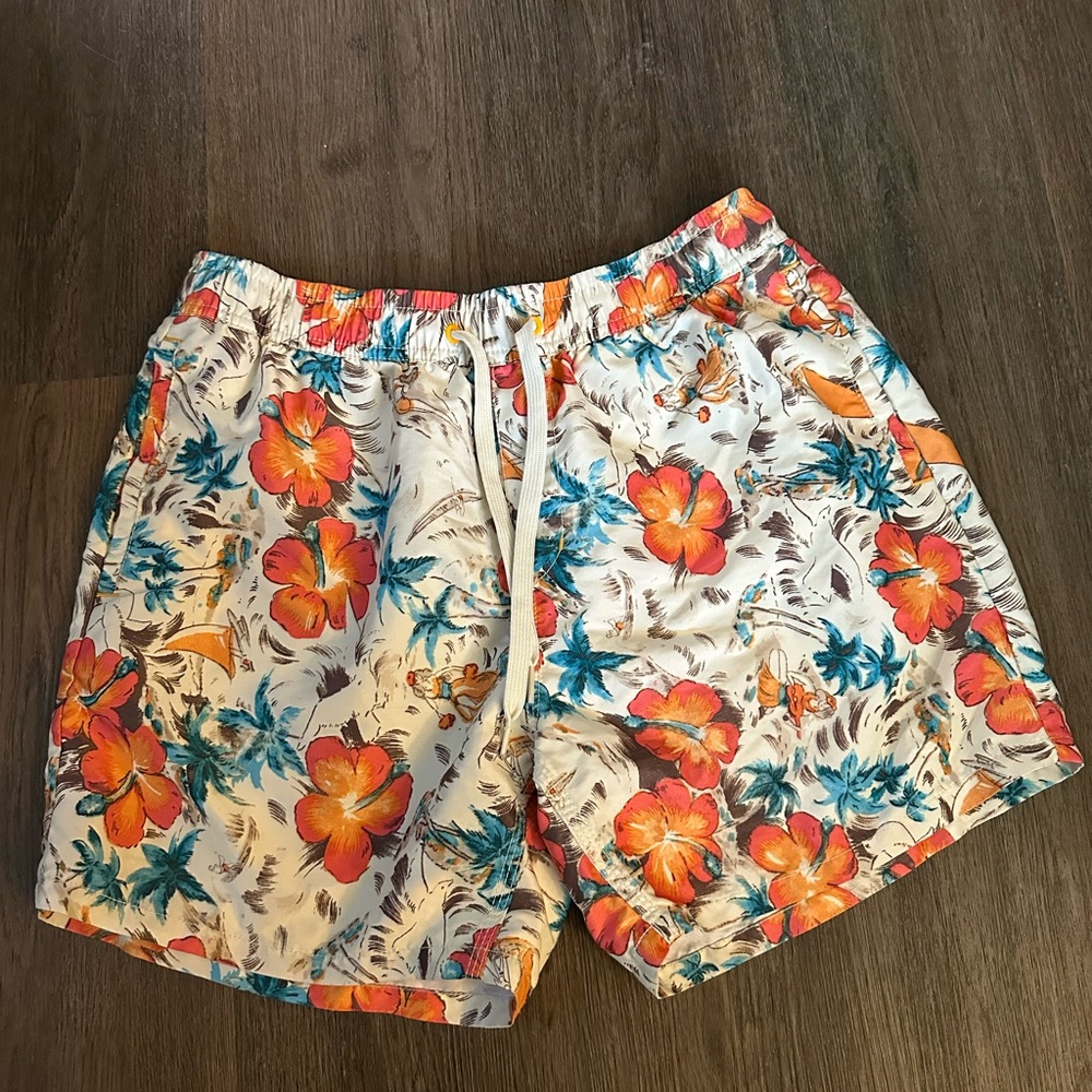 Sperry Orange and Blue Swim Trunks Quick-Dry
